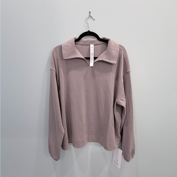 lululemon athletica Tops - Lululemon NWT Softstreme Pique Oversized Polo, Size M, Warm Ash Grey